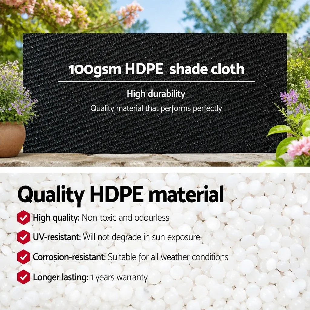 Shade Cloth Black 1.83m x 20m 50% Shade Block UV-Stabilised Garden Greenhouse Mesh