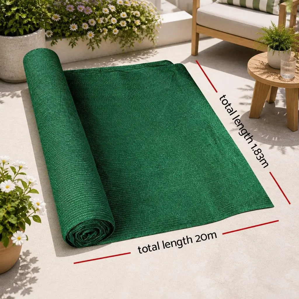 Shade Cloth 1.83x20m Green Heavy Duty Garden Mesh Roll UV-Stabilised 90% Shade