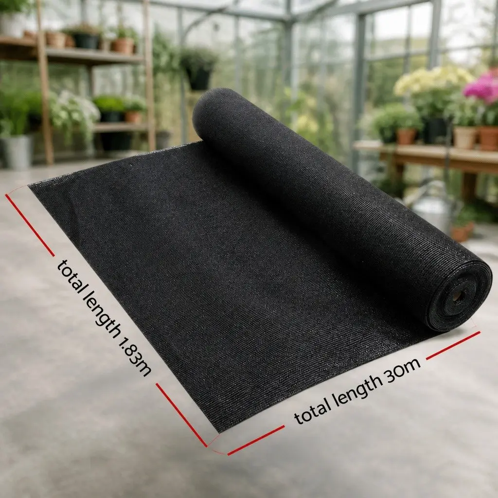 Shade Cloth Black 1.83x30m Heavy Duty UV-Stabilized HPDE Knitted Fabric 90% Shade Block
