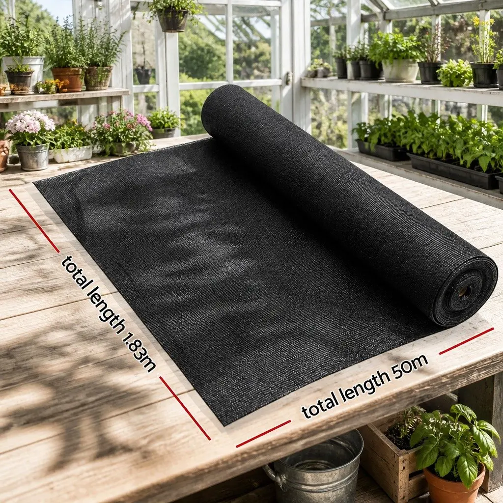 Shade Cloth Black 1.83m x 50m Heavy Duty 50% UV Block Knitted Fabric