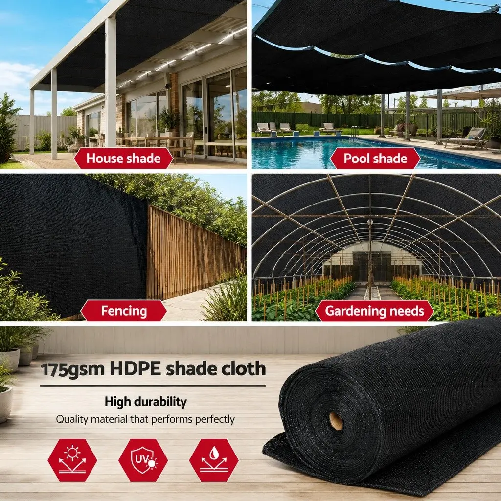Shade Cloth Black 1.83m x 50m 70% UV-Stabilized Heavy Duty Garden Mesh