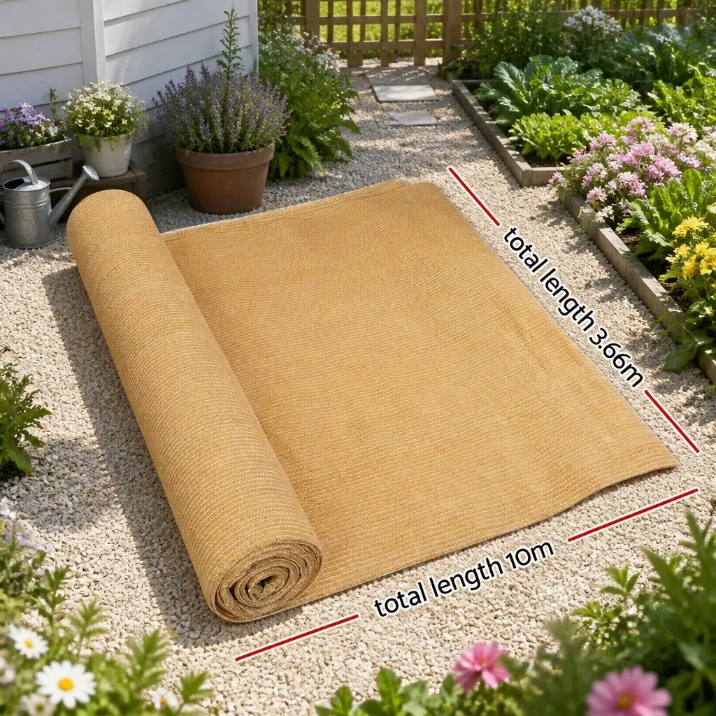 Shade Cloth Beige 3.66m x 10m 50% Shade Block UV-Stabilised Fabric for Greenhouse Garden