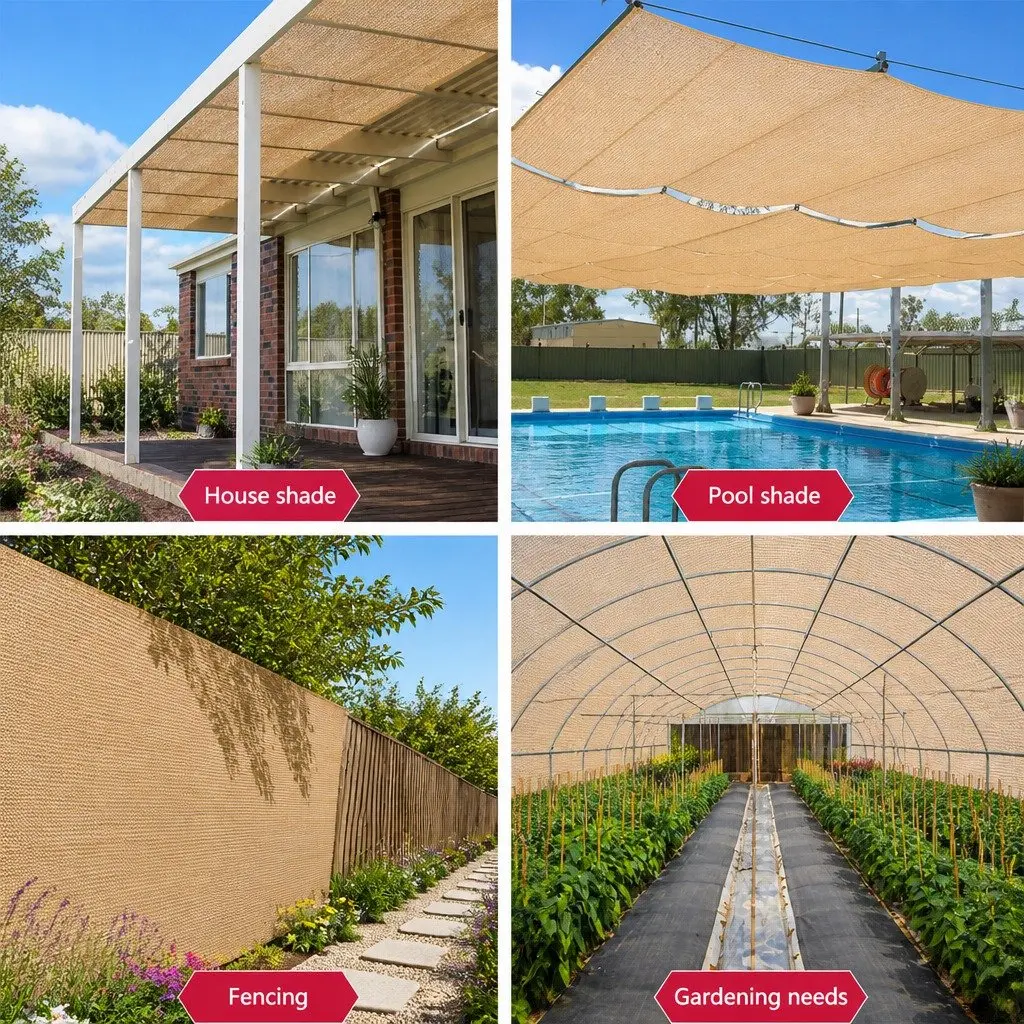 Shade Cloth Beige 3.66m x 10m 50% Shade Block UV-Stabilised Fabric for Greenhouse Garden