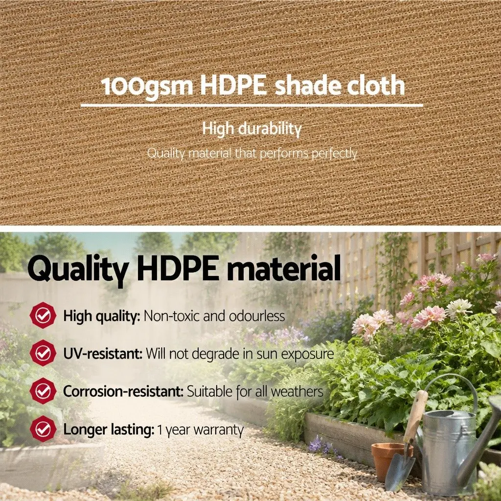 Shade Cloth Beige 3.66m x 10m 50% Shade Block UV-Stabilised Fabric for Greenhouse Garden