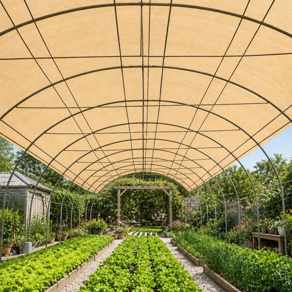 Shade Cloth Beige 3.66m x 10m 50% Shade Block UV-Stabilised Fabric for Greenhouse Garden