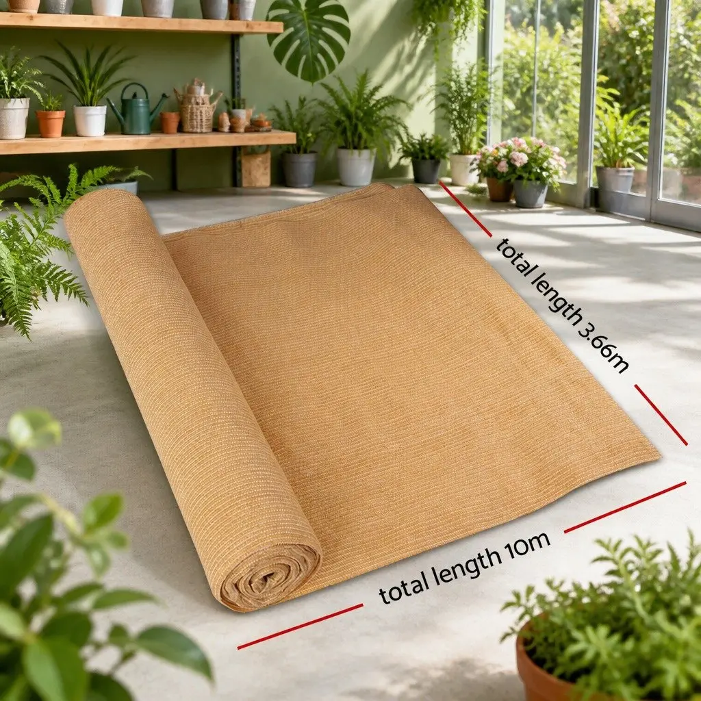 Shade Cloth Beige 3.66m x 10m 70% UV Block for Greenhouse Garden Protection