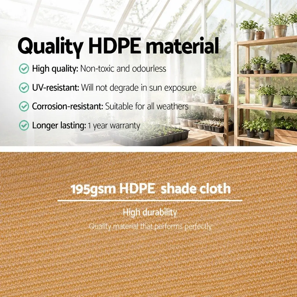 Shade Cloth Beige 3.66x10m 90% UV Block Heavy Duty Garden