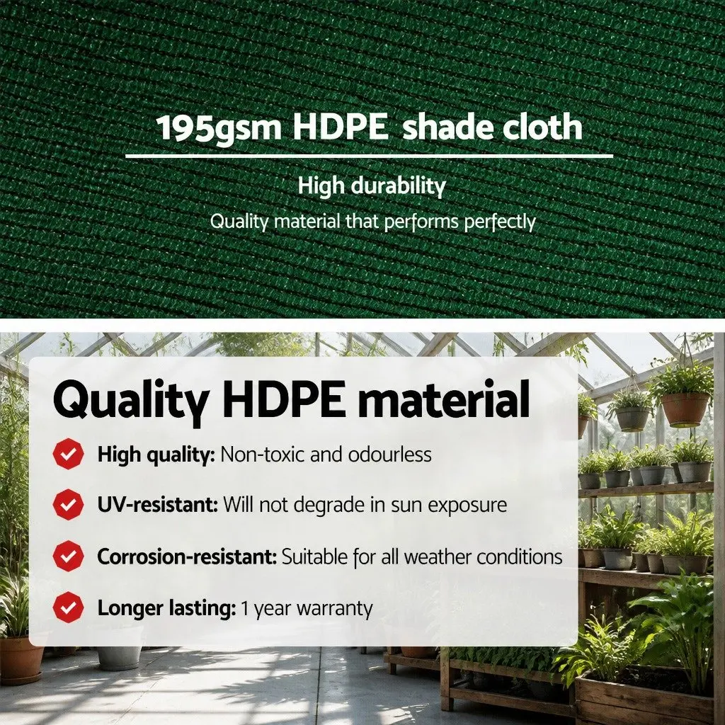 Shade Cloth Green 3.66x10m Heavy Duty UV-Stabilised Knitted Fabric 90% Shade Block