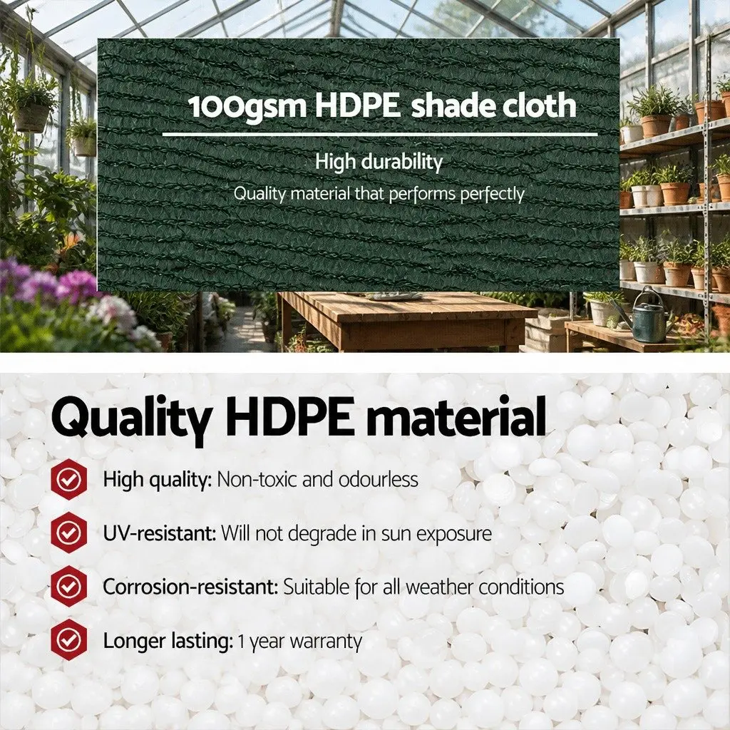 Shade Cloth Green 3.66m x 20m 50% UV Block Heavy Duty Garden Greenhouse