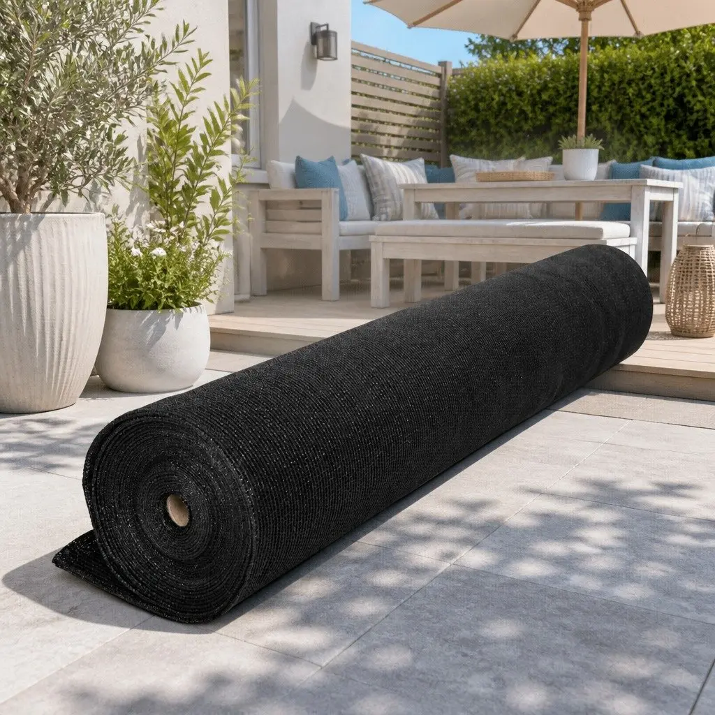 Shade Cloth Roll Black 3.66x20m UV-Stabilised Knitted Fabric 90% Shade Block