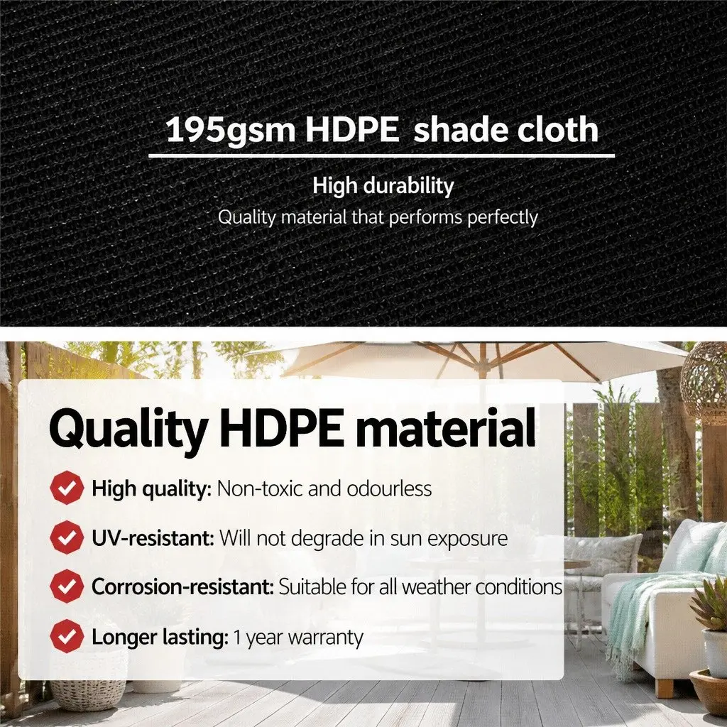 Shade Cloth Roll Black 3.66x20m UV-Stabilised Knitted Fabric 90% Shade Block
