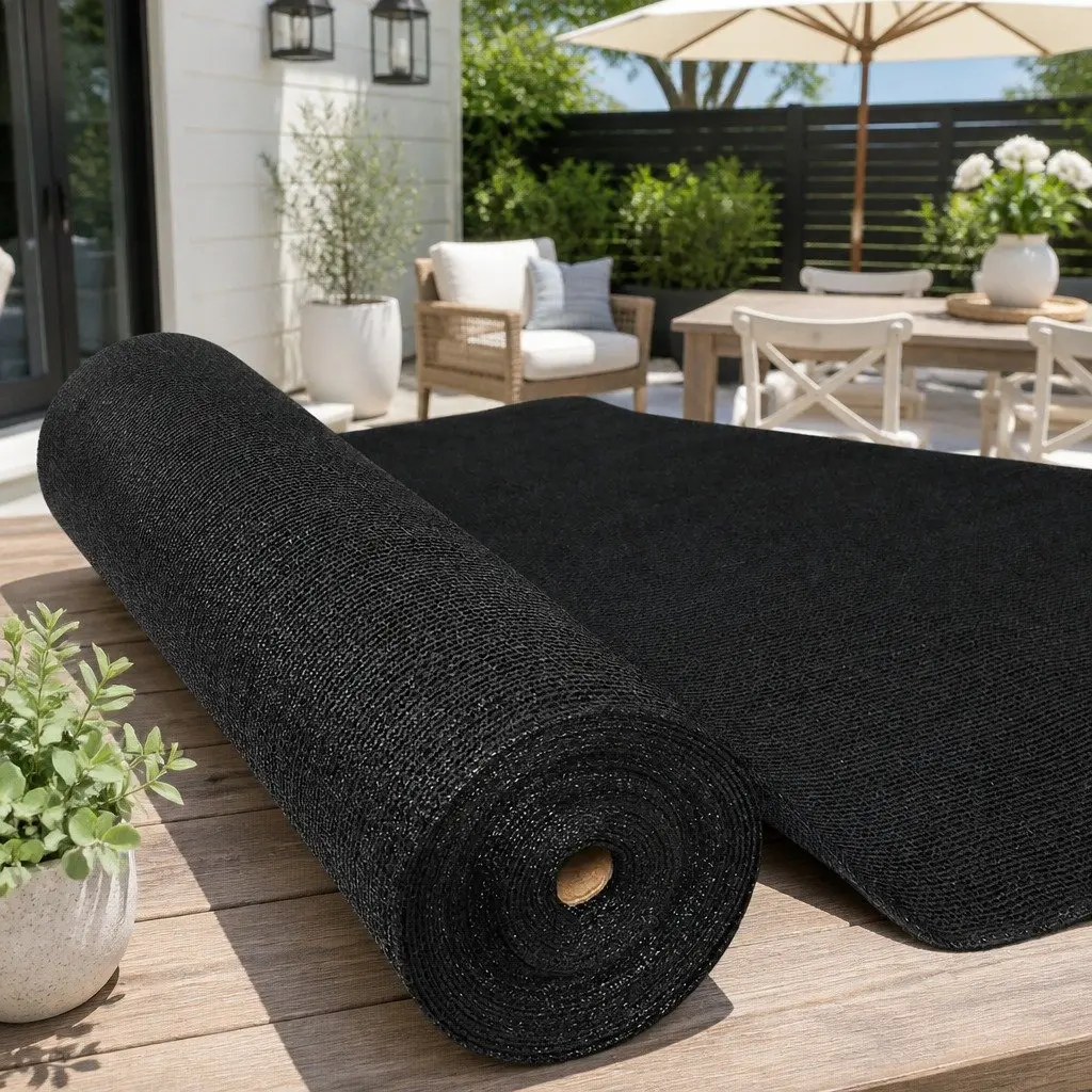 Shade Cloth Roll Black 3.66x20m UV-Stabilised Knitted Fabric 90% Shade Block