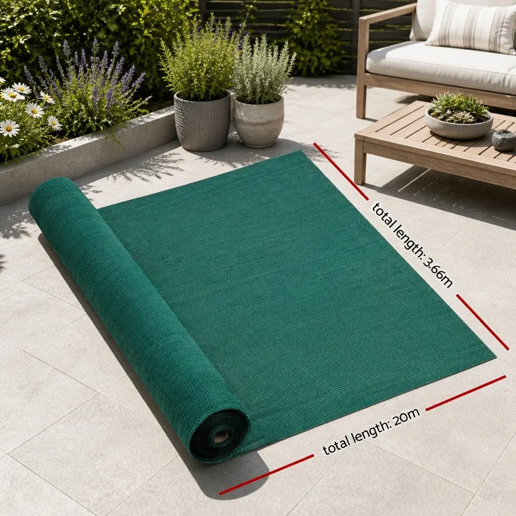 Shade Cloth Green 3.66m x 20m 30% UV Block for Garden Greenhouse Outdoor Use