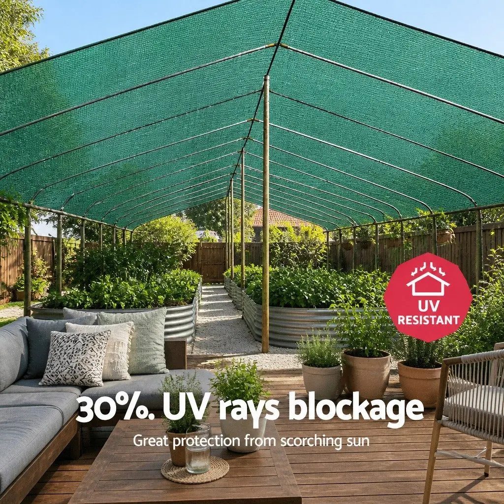 Shade Cloth Green 3.66m x 20m 30% UV Block for Garden Greenhouse Outdoor Use
