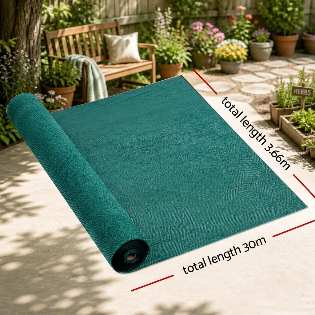 Shade Cloth 30% UV Block 3.66m x 30m Roll Green Heavy Duty Greenhouse Garden