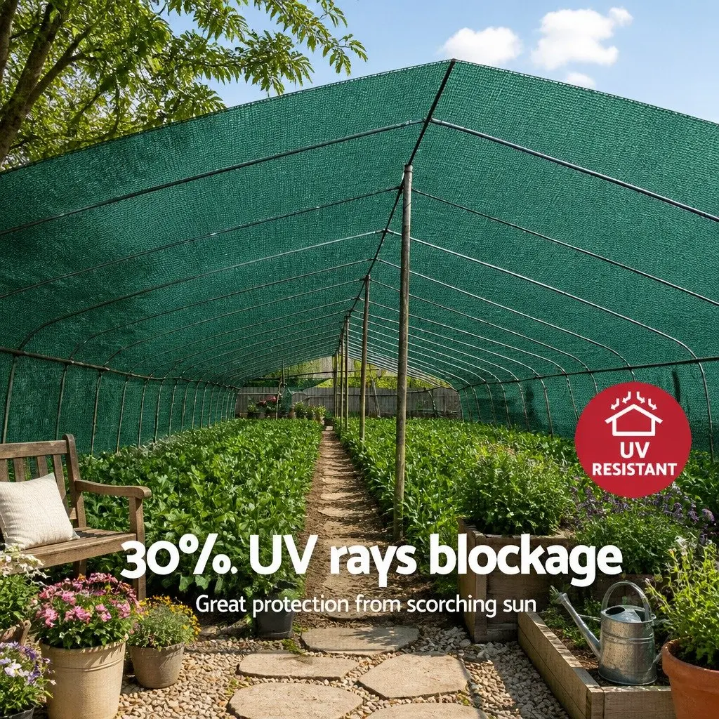 Shade Cloth 30% UV Block 3.66m x 30m Roll Green Heavy Duty Greenhouse Garden