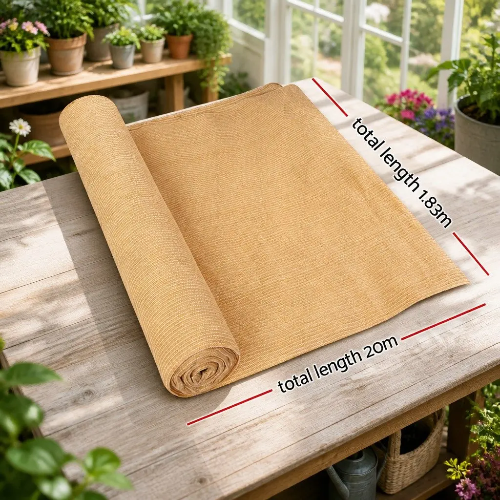 Shade Cloth Beige 1.83m x 20m Heavy Duty 70% UV Block for Garden Greenhouse