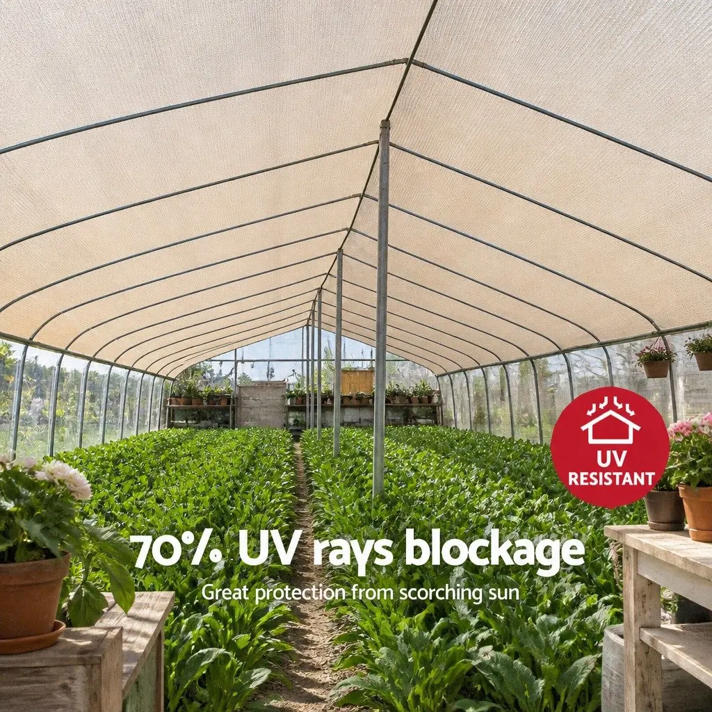 Shade Cloth Beige 1.83m x 20m Heavy Duty 70% UV Block for Garden Greenhouse