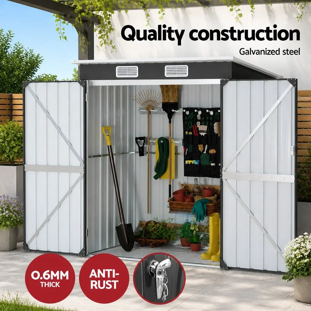 Garden Shed Grey 1.62M x 1M Outdoor Storage Workshop Tool House Shelter