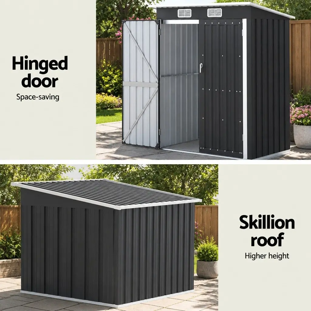Garden Shed Grey 1.62M x 1M Outdoor Storage Workshop Tool House Shelter