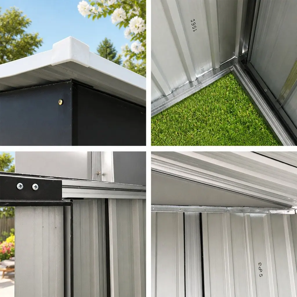 Garden Shed Grey 1.62x0.86M Outdoor Storage Tool Workshop Shelter Sliding Door