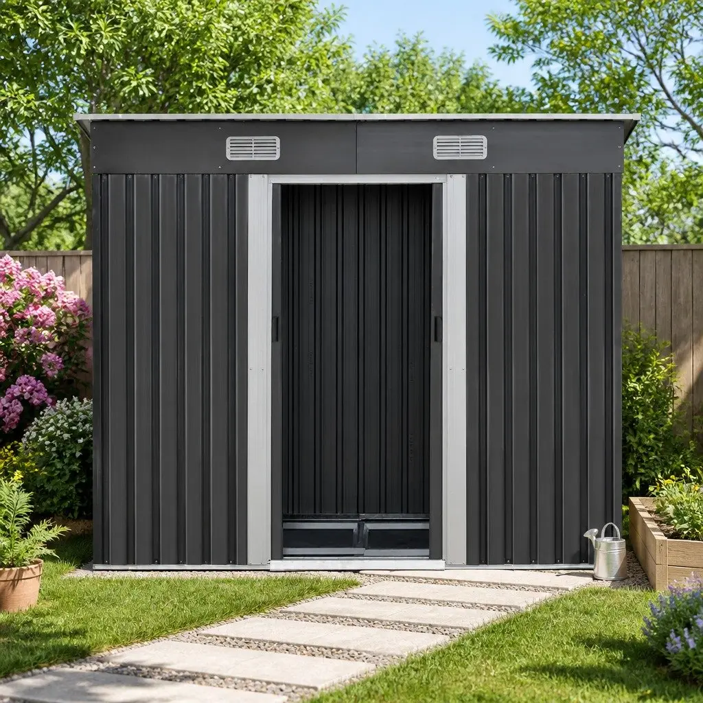 Garden Shed with Robust Metal Construction