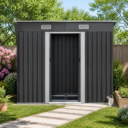 Compact Garden Shed with Robust Metal Construction