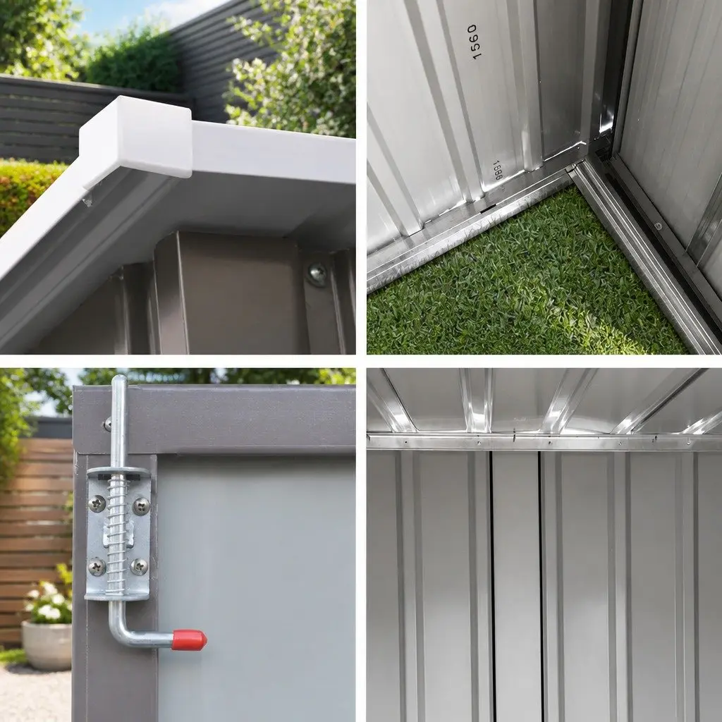 Garden Shed Brown 2.31x1.31M Metal Outdoor Storage Shelter Double Door
