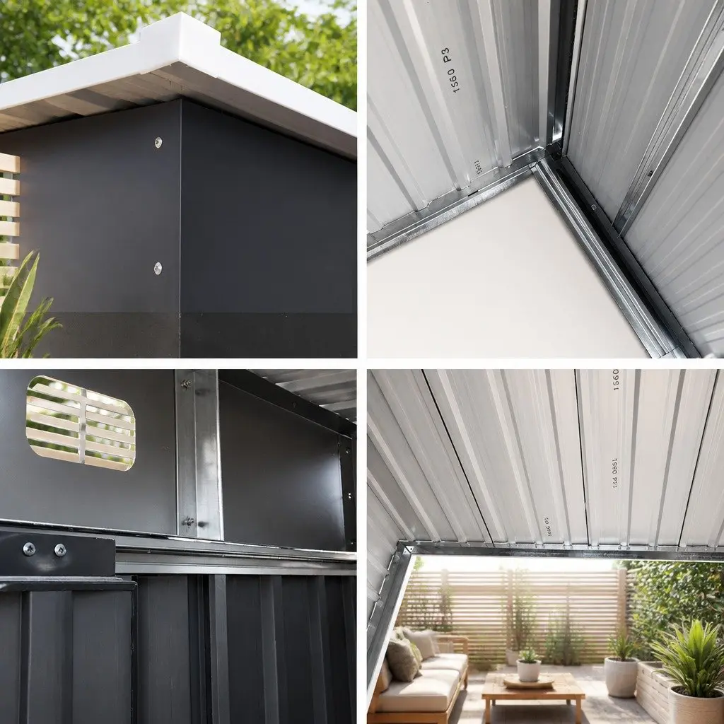 Garden Shed Grey 2.38x1.31M Metal Storage Outdoor Tool Workshop Shelter Sliding Doors