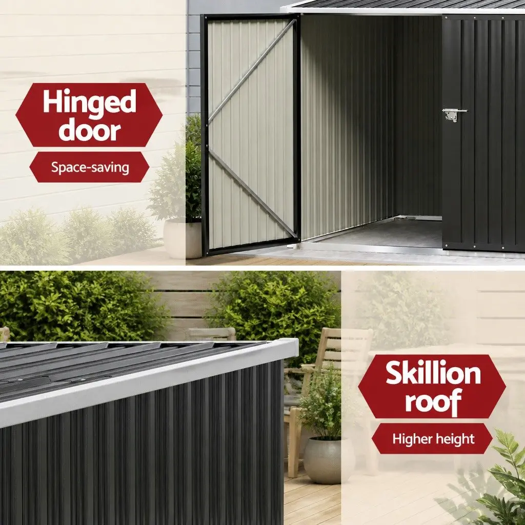 Garden Shed Black 206x196cm Double Door Outdoor Storage Tool Workshop