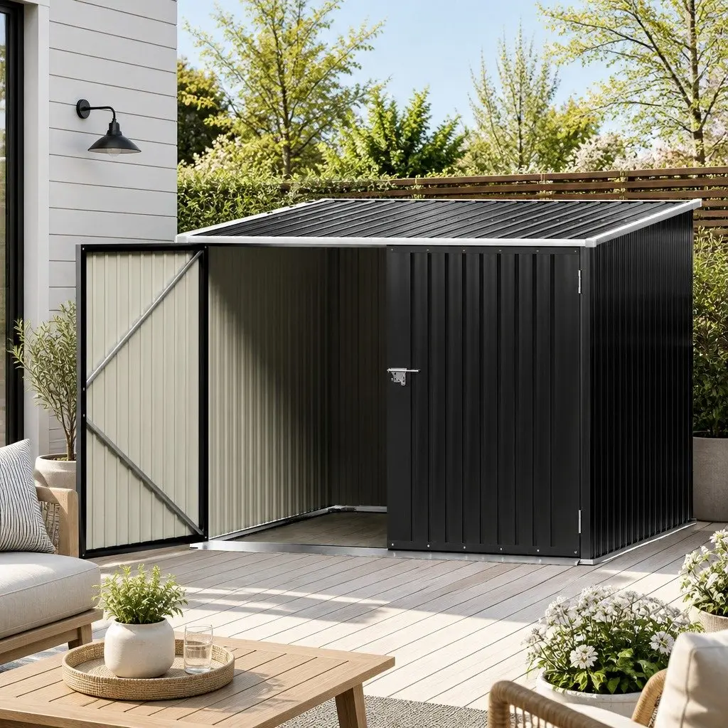 Garden Shed Black 206x196cm Double Door Outdoor Storage Tool Workshop
