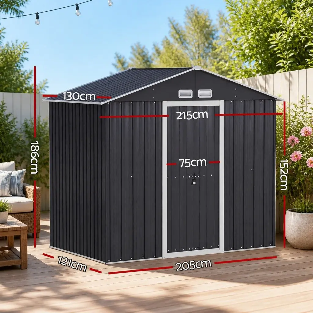 Garden Shed Outdoor Storage 2.15x1.3M Tool Workshop House Shelter Sliding Door