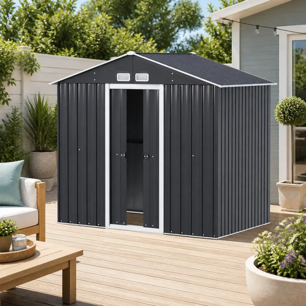 Garden Shed Outdoor Storage 2.15x1.3M Tool Workshop House Shelter Sliding Door