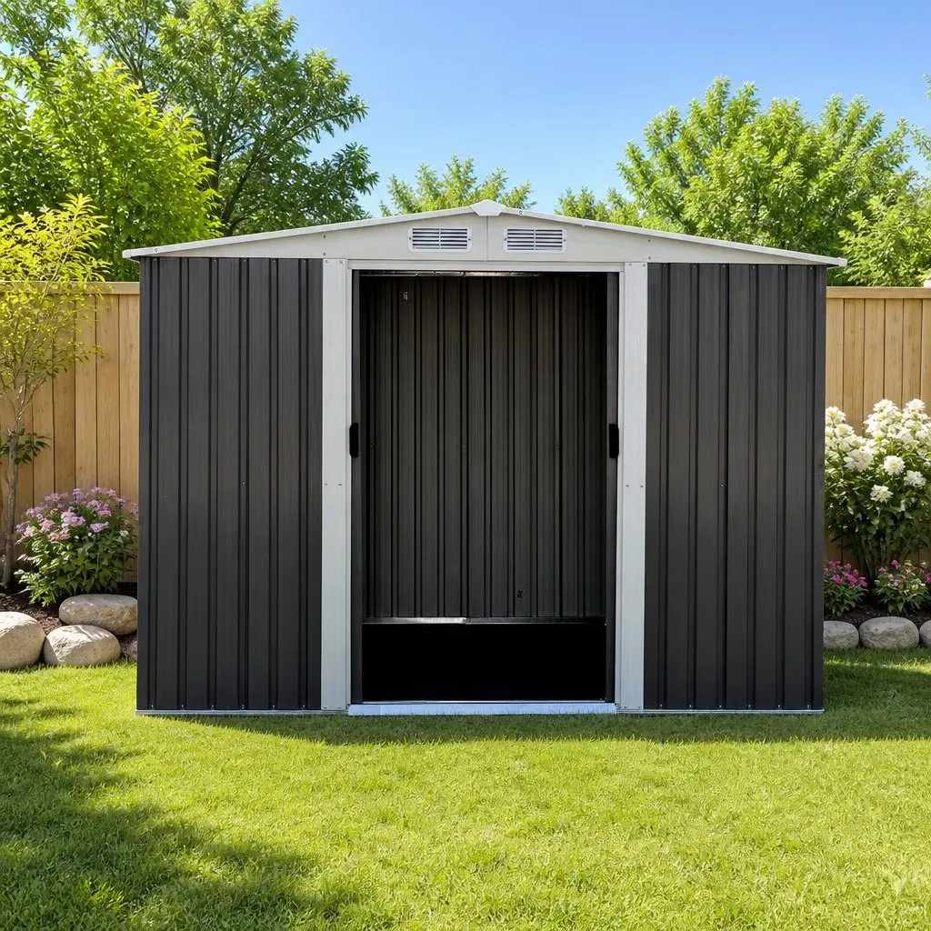 Outdoor Storage Shed 2.58x2.07M with Sliding Doors