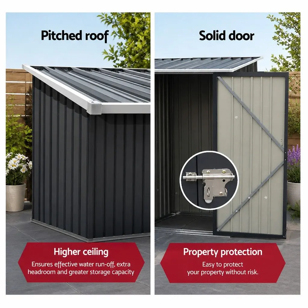 Garden Shed Anthracite 0.99x1.04M Metal Outdoor Tool Storage Workshop with Slide Door and Air Vents