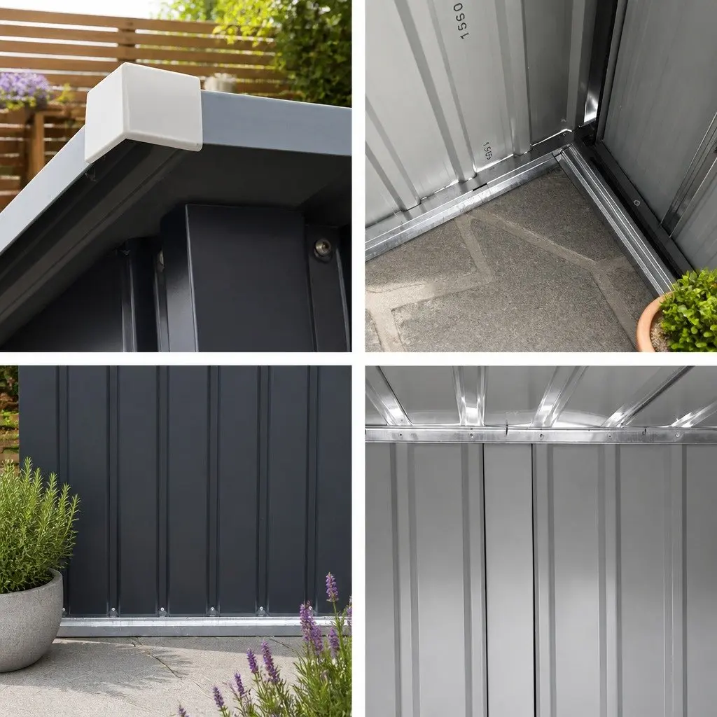 Garden Shed Anthracite 0.99x1.04M Metal Outdoor Tool Storage Workshop with Slide Door and Air Vents