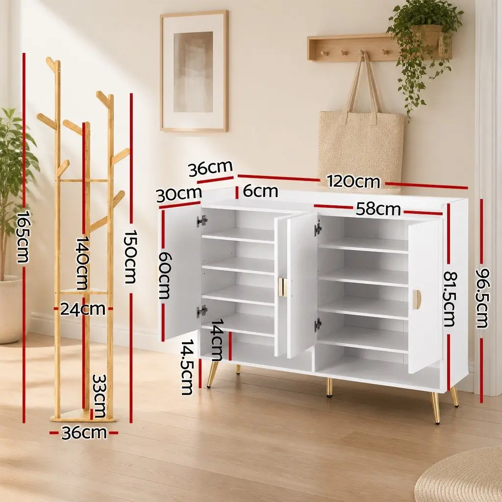 Shoe Rack Cabinet and Clothes Rack Combo