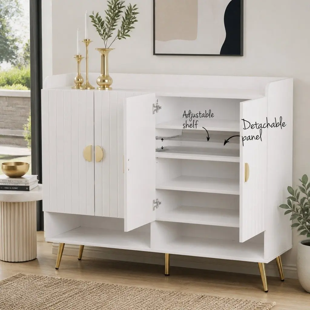 Shoe Rack Cabinet and Clothes Rack Combo