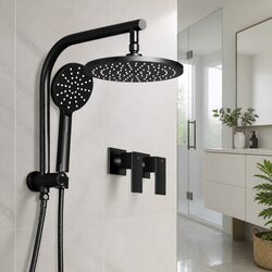 Compact and Effective Shower Head Set in Matte Black