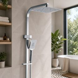 Shower Head Set 10'' Fixed Overhead Handheld 3-Spray Chrome High Pressure