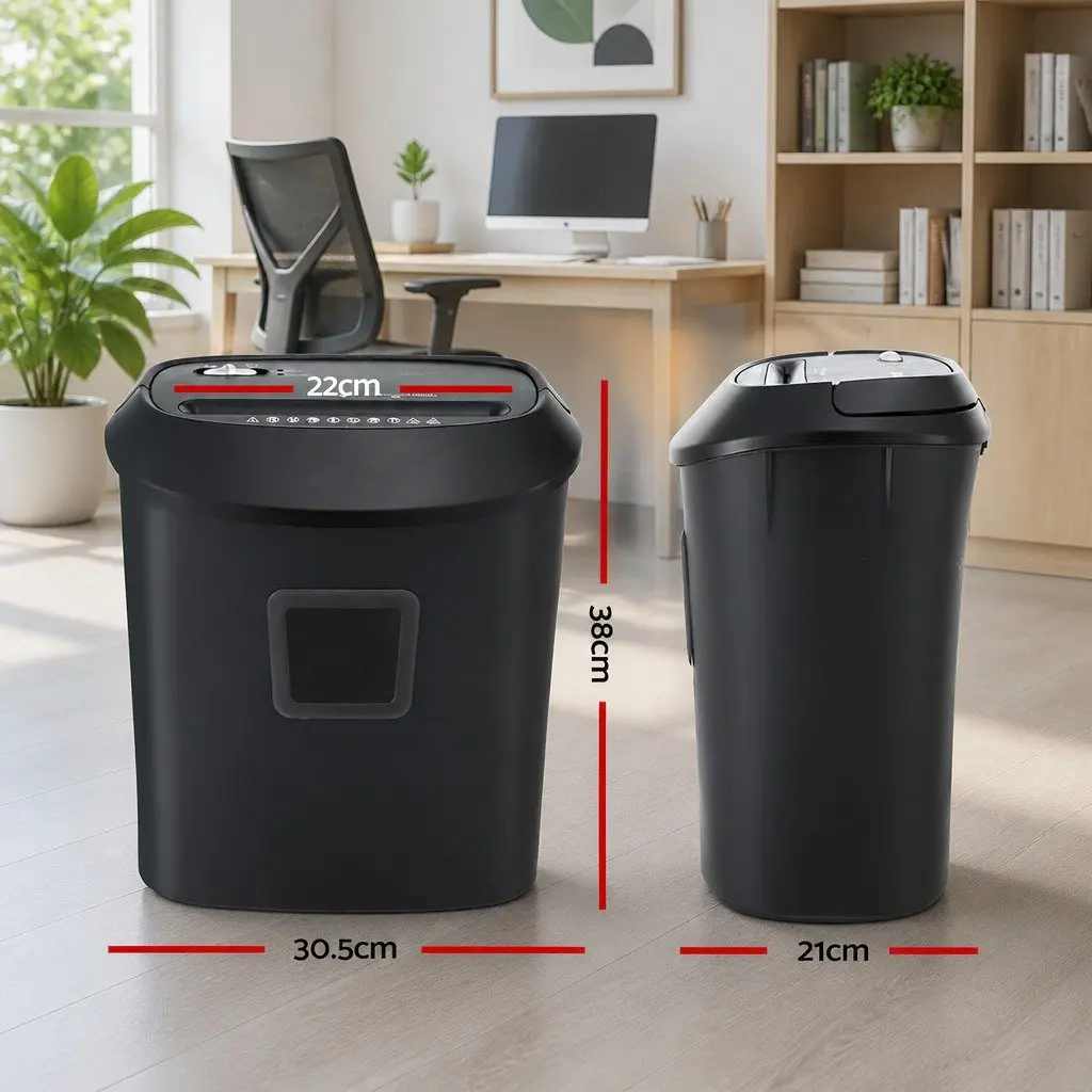 Electric Paper Shredder Black 10 A4 Sheet Cross-Cut with 21L Capacity Bin and Reverse Function
