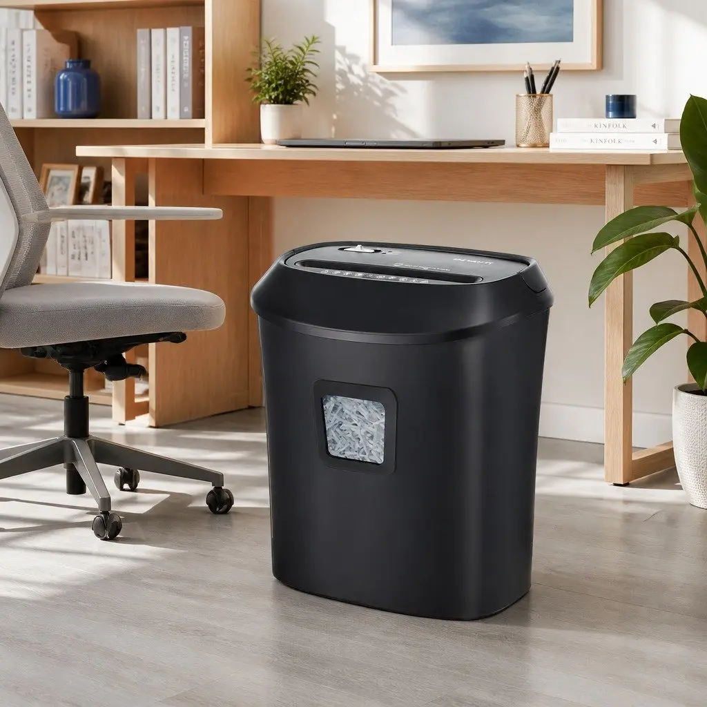 Electric Paper Shredder Black 10 A4 Sheet Cross-Cut with 21L Capacity Bin and Reverse Function