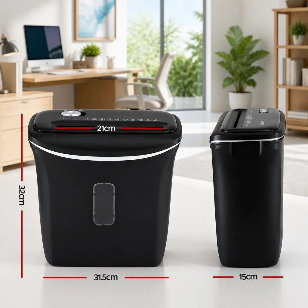 Cross-Cut Paper Shredder Black 12L Bin 8-Sheet Home Office Credit Card Shredder