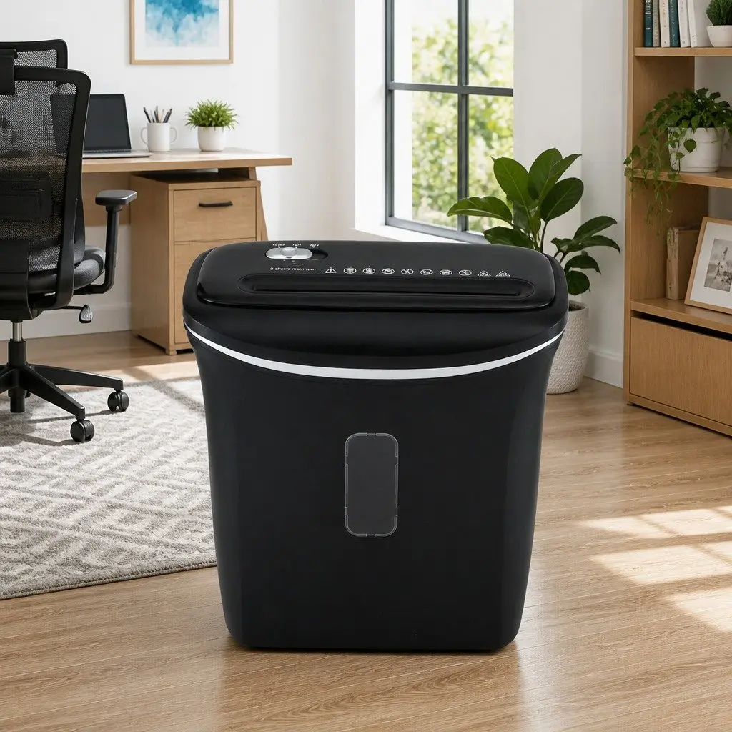 Cross-Cut Paper Shredder Black 12L Bin 8-Sheet Home Office Credit Card Shredder