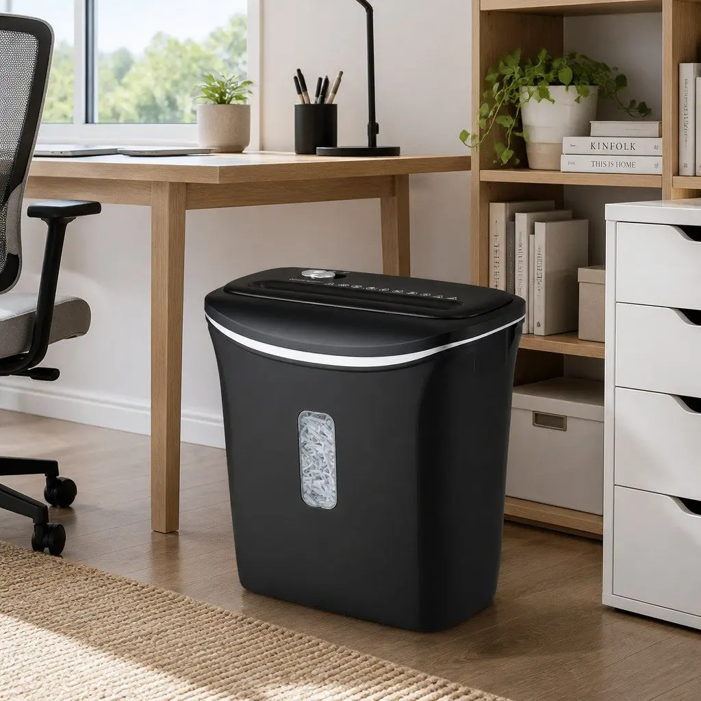 Cross-Cut Paper Shredder Black 12L Bin 8-Sheet Home Office Credit Card Shredder