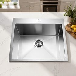Stainless Steel Kitchen Sink 53x50cm Single Bowl Drop-In Flush Mount Undermount