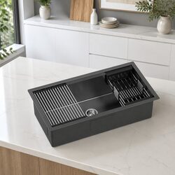 Kitchen Sink 81x45cm Stainless Steel Single Bowl Drain Rack Basket Black