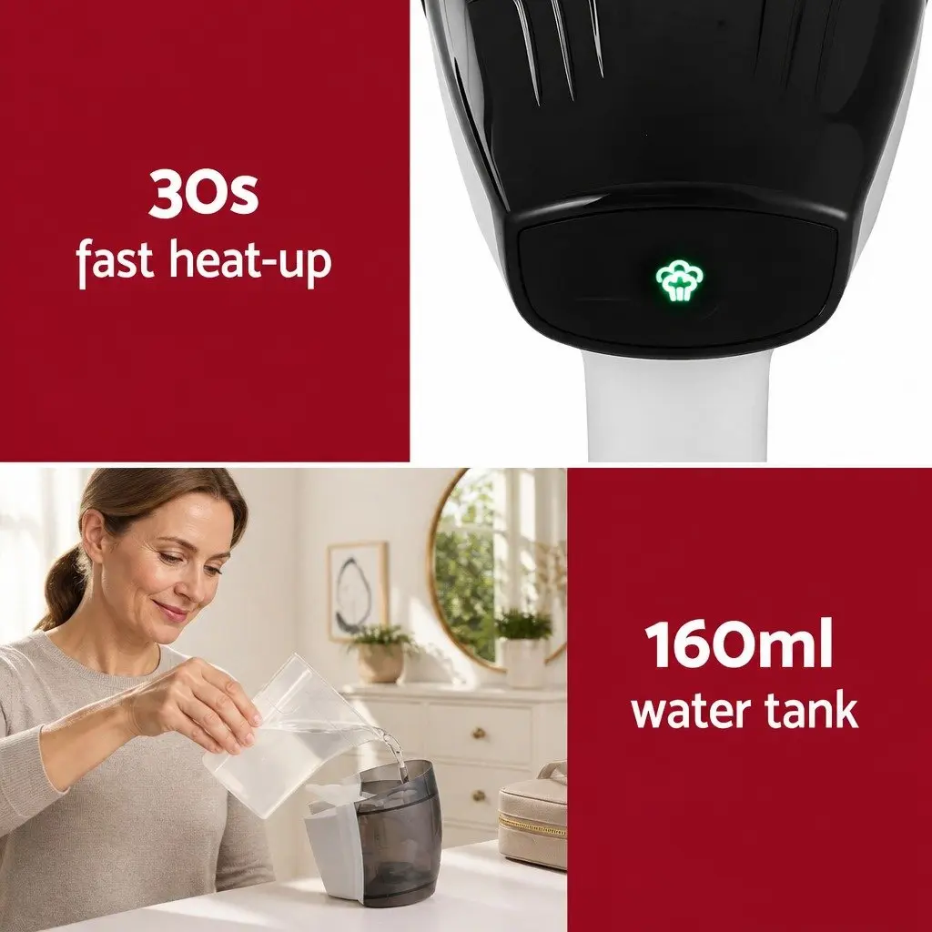 Handheld Garment Steamer White 1500W Portable Fast Heat-Up Continuous Steam