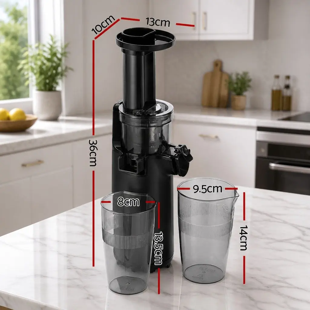 Cold Press Slow Juicer Black 130W Masticating Auger High Juice Yield
