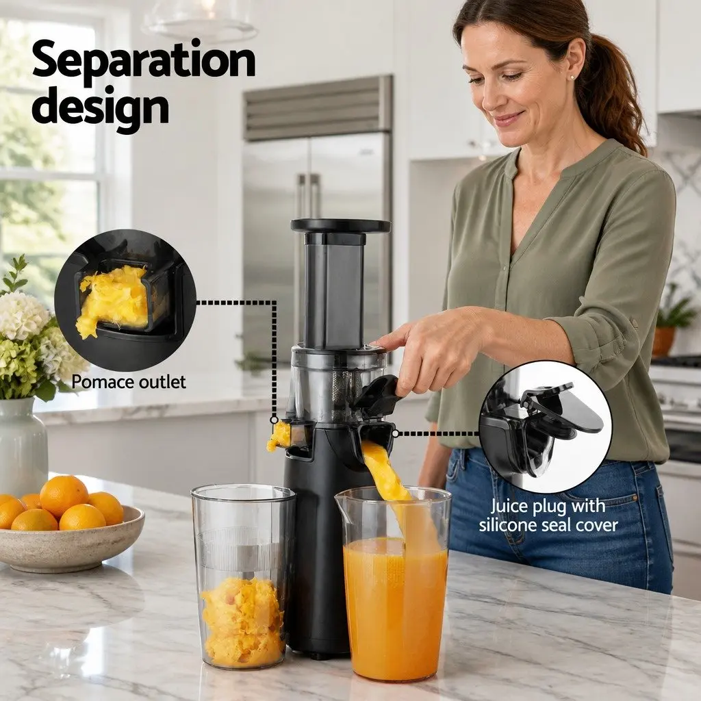 Cold Press Slow Juicer Black 130W Masticating Auger High Juice Yield